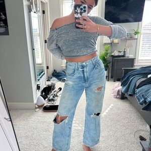 Women's Light Blue Distressed Jeans